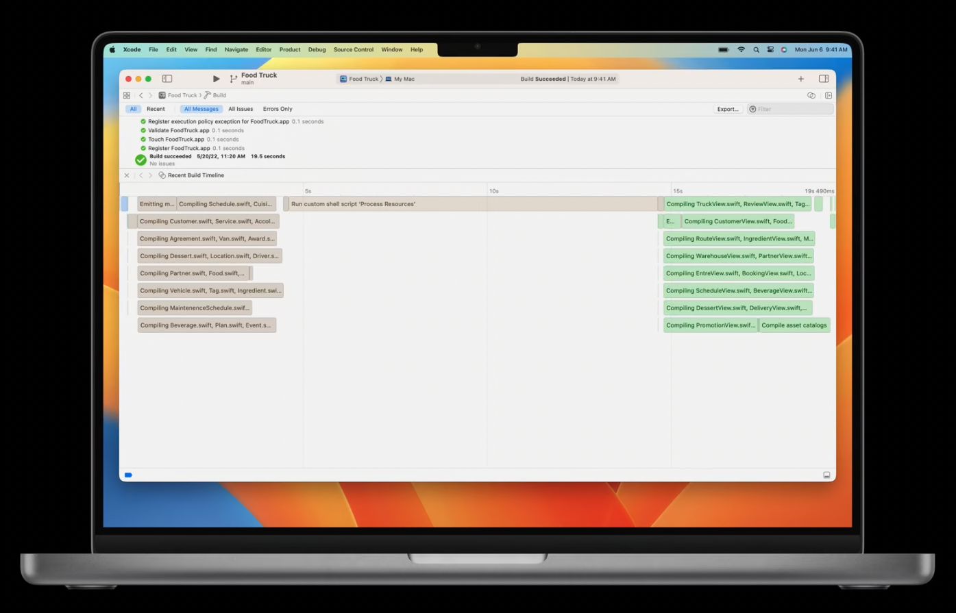 Visualization of the build process to identify bottlenecks.