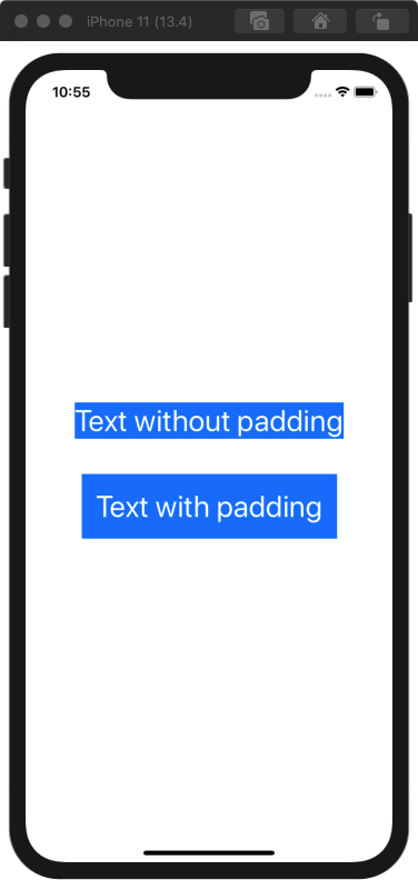 A screenshot of different paddings in text.