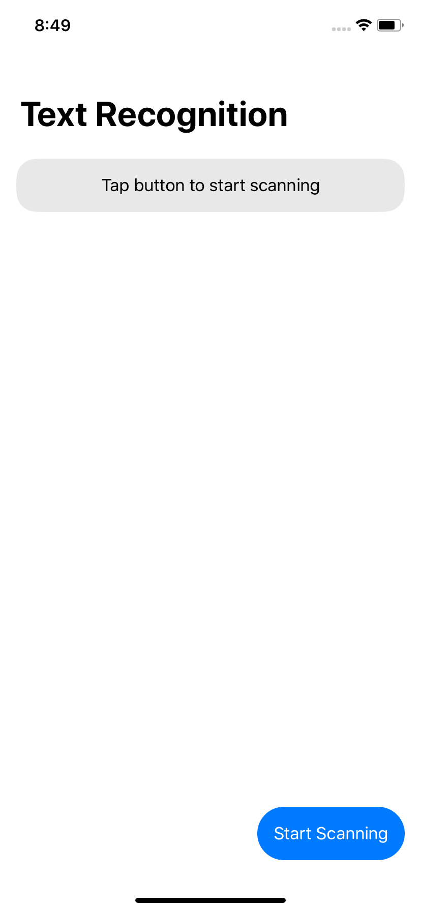 Screenshot of the UI we built so far.